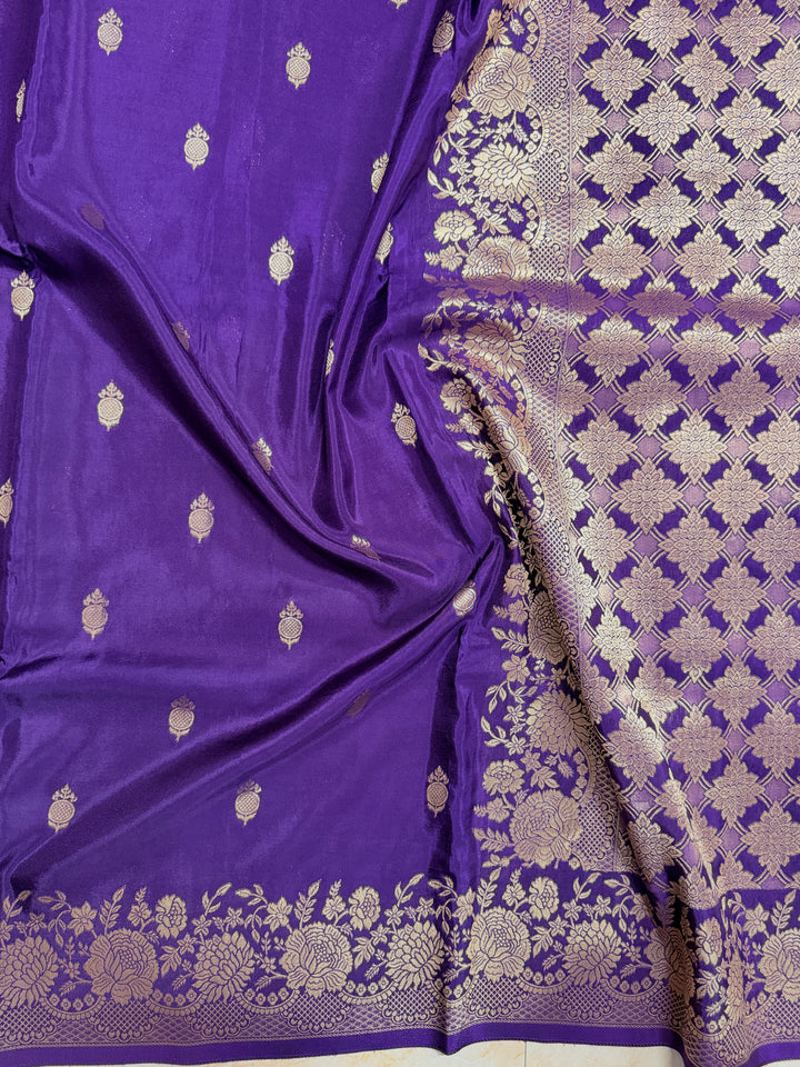 RUSSIAN COSMOS VISCOSE FABRIC SAREE IN PURPLE COLOUR SHADE