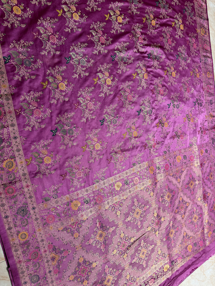 MASHRU KATAN SILK IN ROYAL BLUE WITH MINAKARI ZARIWORK