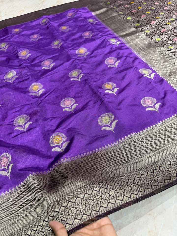 ROYAL LEVENDER SHADE IN PAPER SILK WITH MINAKARI DETAILINGS