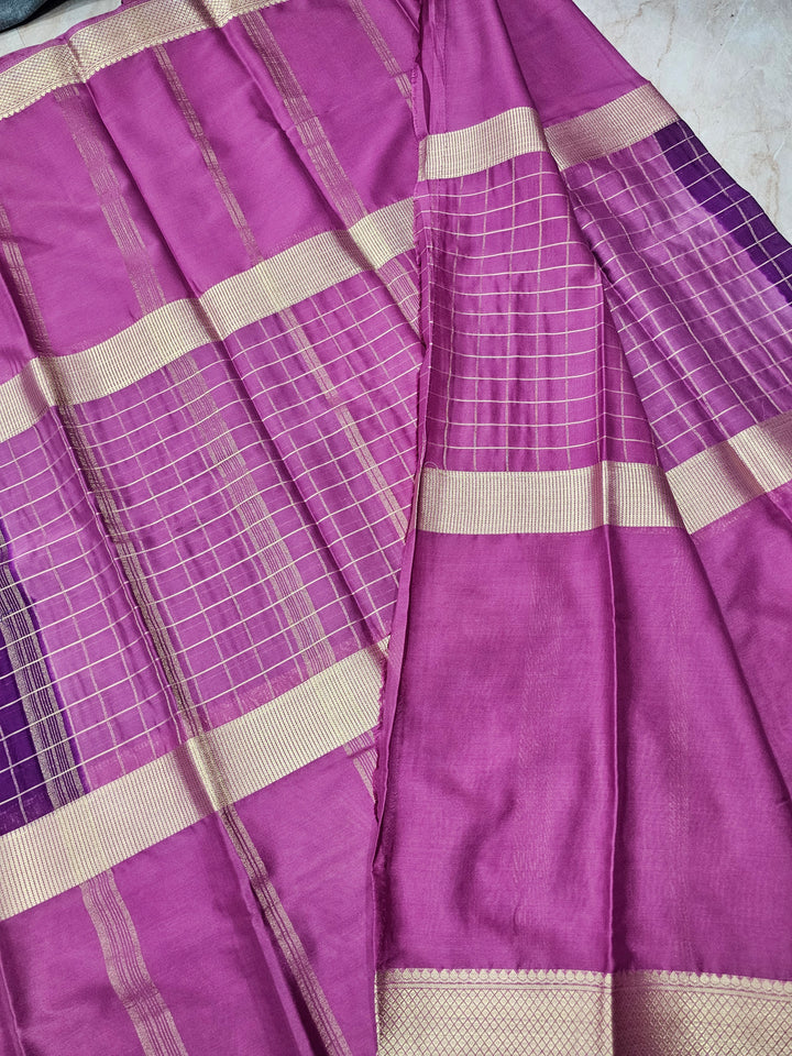 MYSORE CREPE IN PURPLE WITH MAGENTA COLOUR