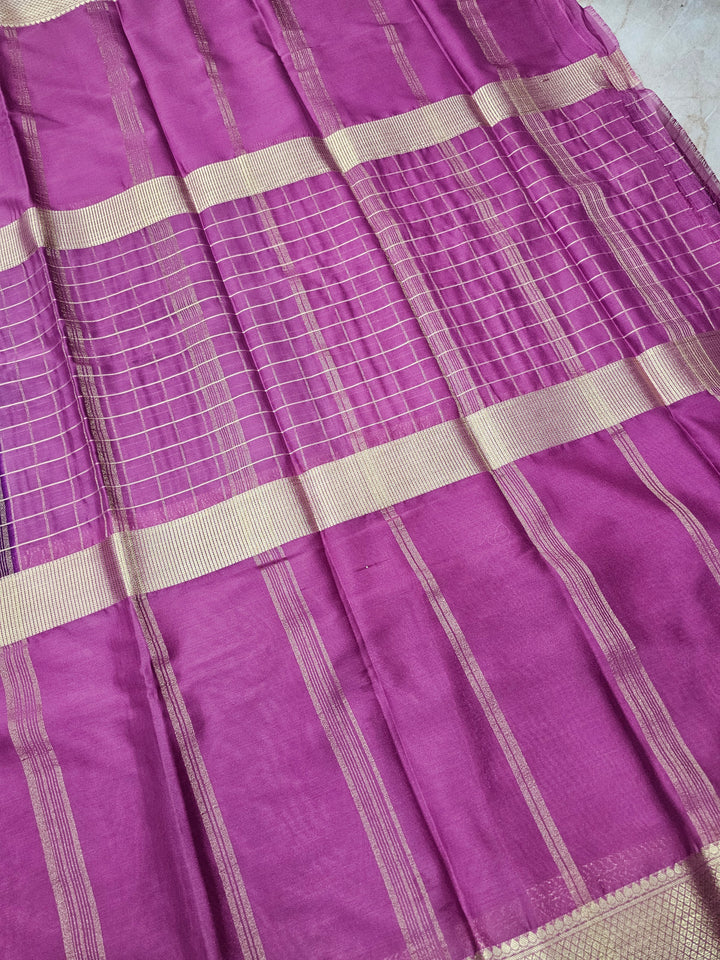 MYSORE CREPE IN PURPLE WITH MAGENTA COLOUR