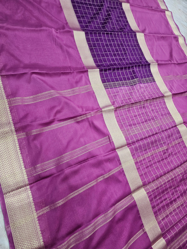 MYSORE CREPE IN PURPLE WITH MAGENTA COLOUR