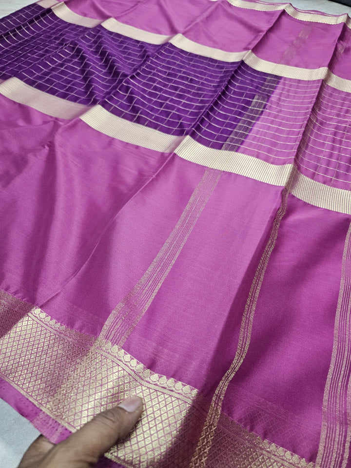 MYSORE CREPE IN PURPLE WITH MAGENTA COLOUR