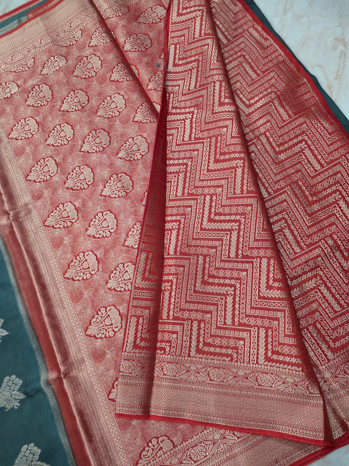 RUSSIAN SILK IN DARK GREY WITH RED BORDER