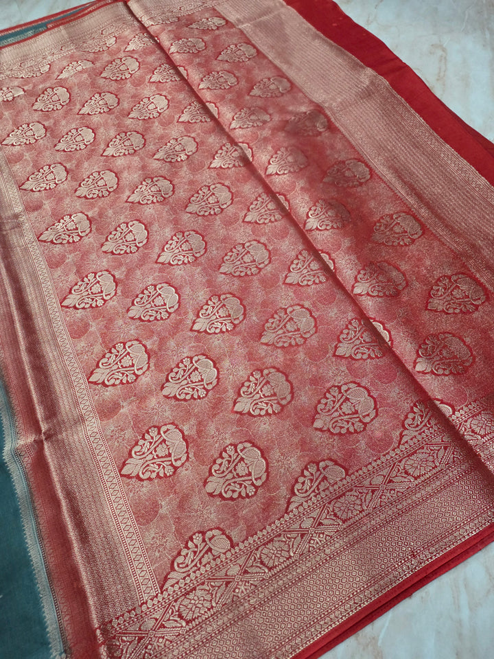 RUSSIAN SILK IN DARK GREY WITH RED BORDER