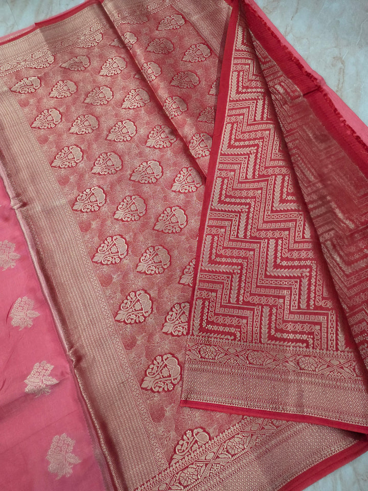 RUSSIAN SILK IN PINK WITH RED BORDER