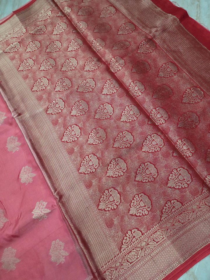 RUSSIAN SILK IN PINK WITH RED BORDER