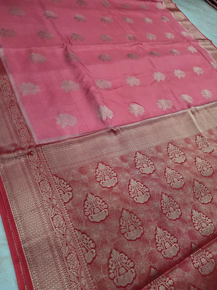 RUSSIAN SILK IN PINK WITH RED BORDER