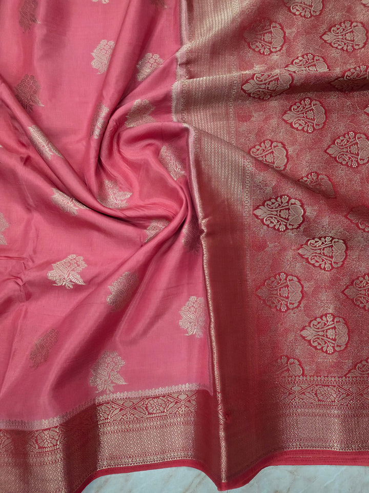 RUSSIAN SILK IN PINK WITH RED BORDER