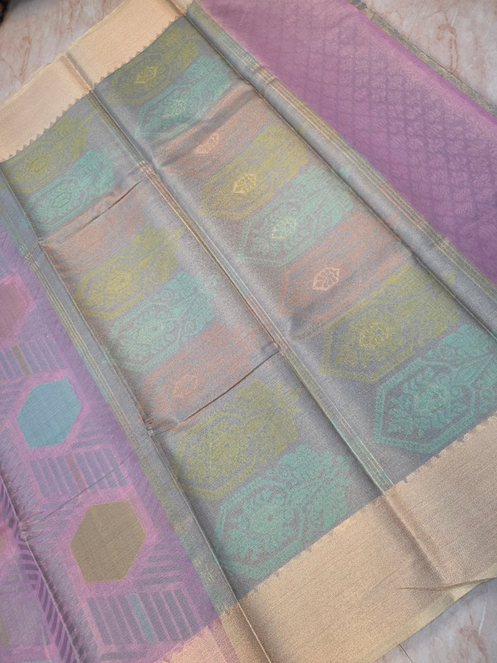 BANARASI SILK IN RANGKAAT STYLE WITH PINK ZARI