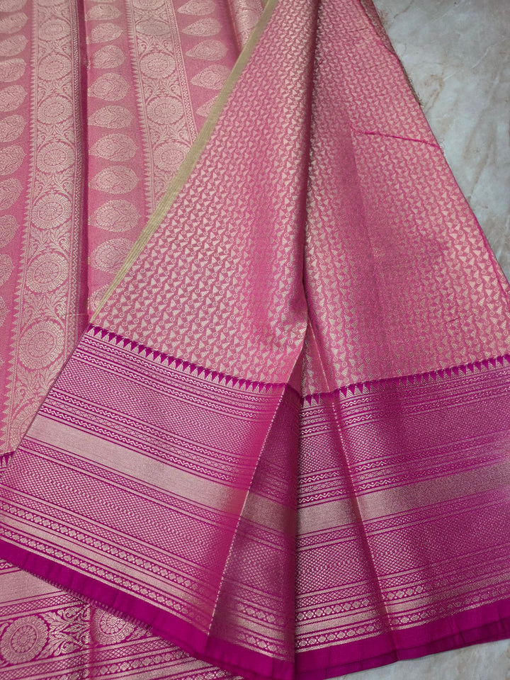 BANARASI TISU KATAN SILK IN ALMOND COLOUR WITH RANI BORDER
