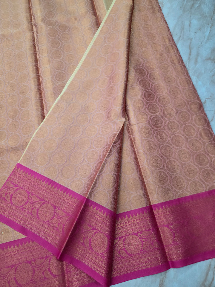 LIGHT GOLD BANARASI SILK WITH RANI BORDER