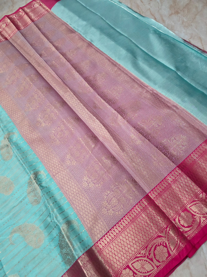BANARASI SILK TISU IN LIGHT BLUE WITH