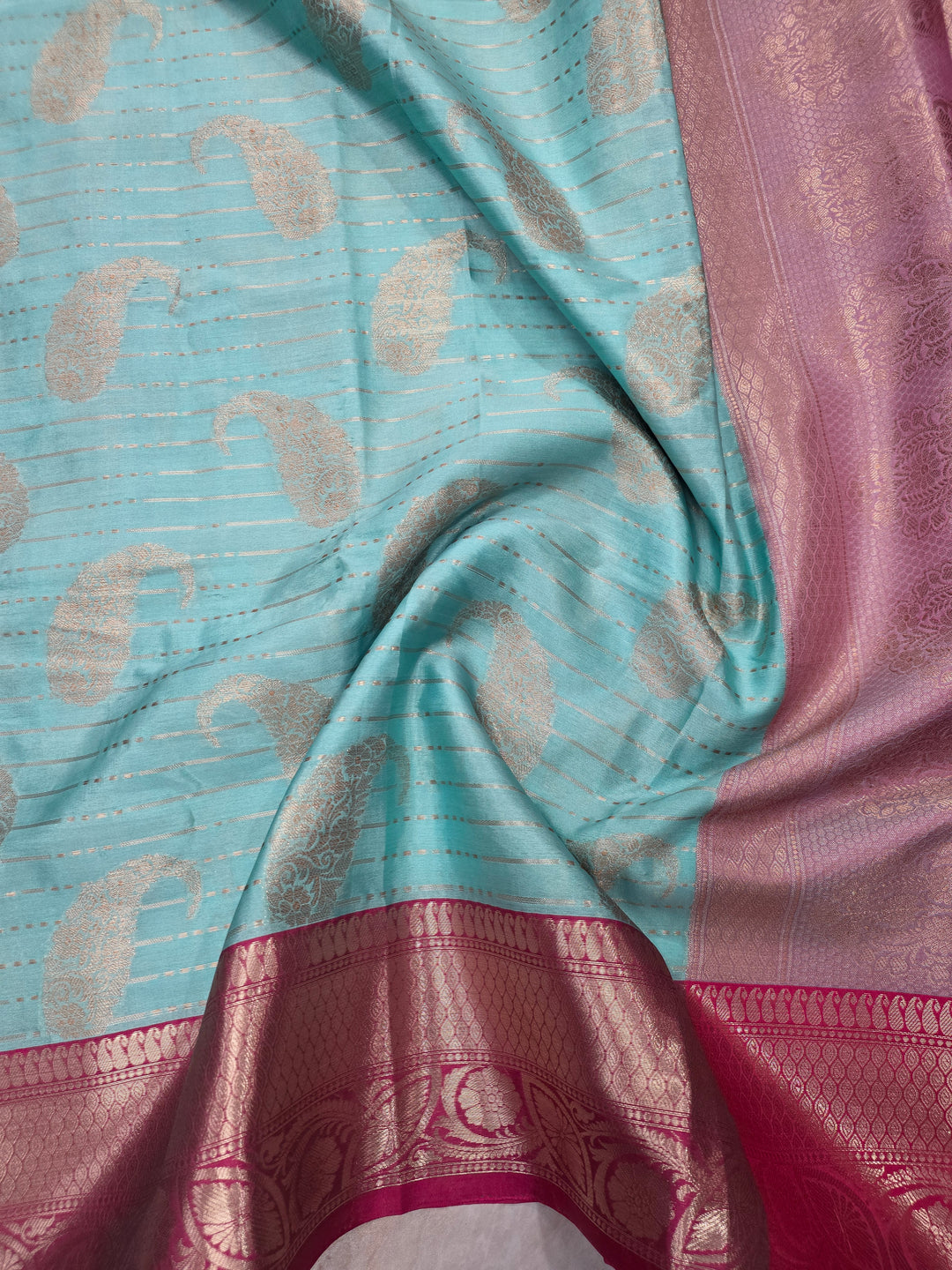 BANARASI SILK TISU IN LIGHT BLUE WITH
