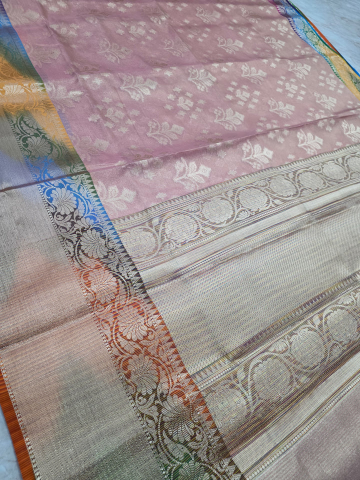 RAINBOW BORDER IN BABY PINK WITH ZARI BOOTA