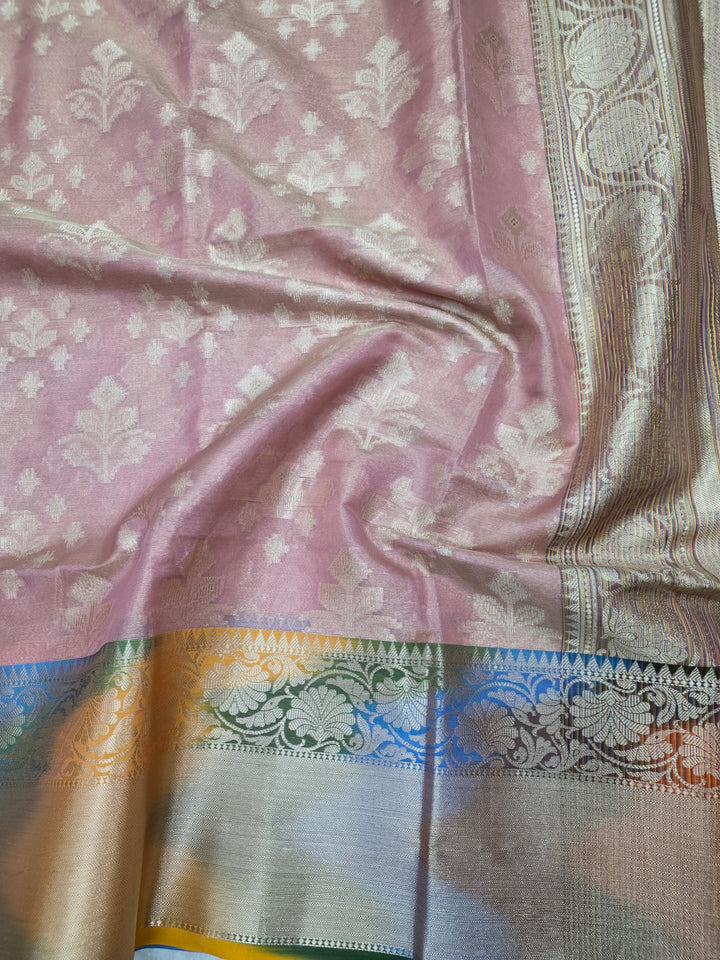 RAINBOW BORDER IN BABY PINK WITH ZARI BOOTA