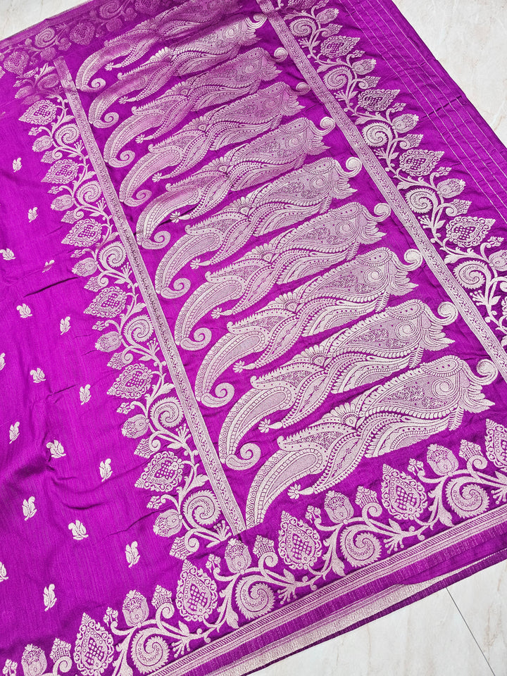 SOFT MATKA LINEN SILK IN LAVENDER WITH ZARI WORK