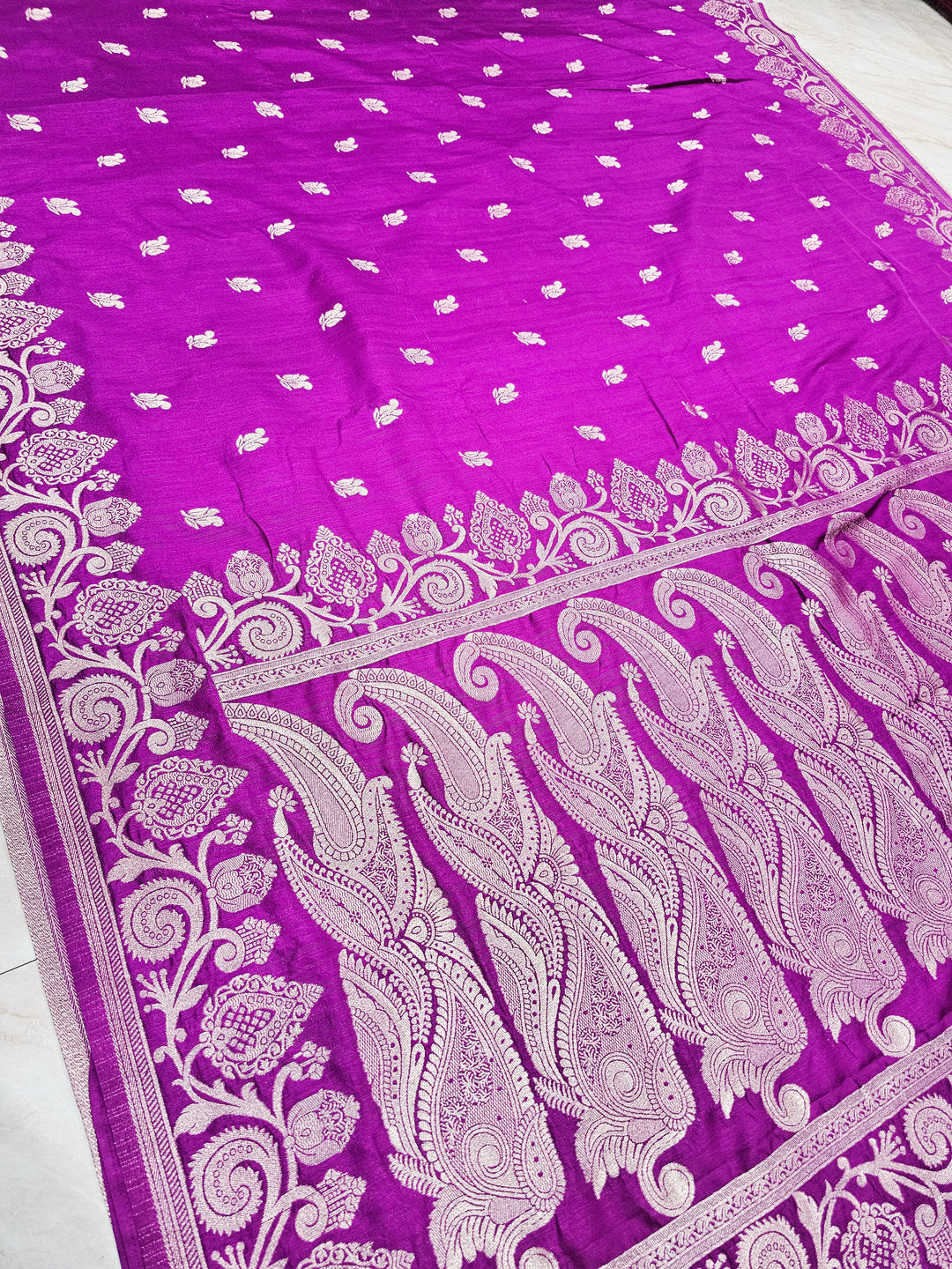 SOFT MATKA LINEN SILK IN LAVENDER WITH ZARI WORK