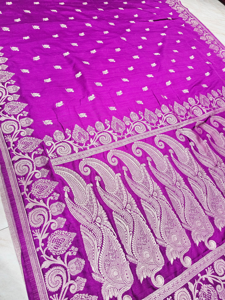 SOFT MATKA LINEN SILK IN LAVENDER WITH ZARI WORK
