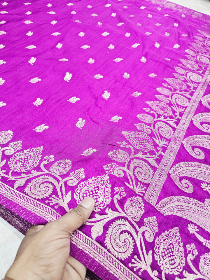 SOFT MATKA LINEN SILK IN LAVENDER WITH ZARI WORK