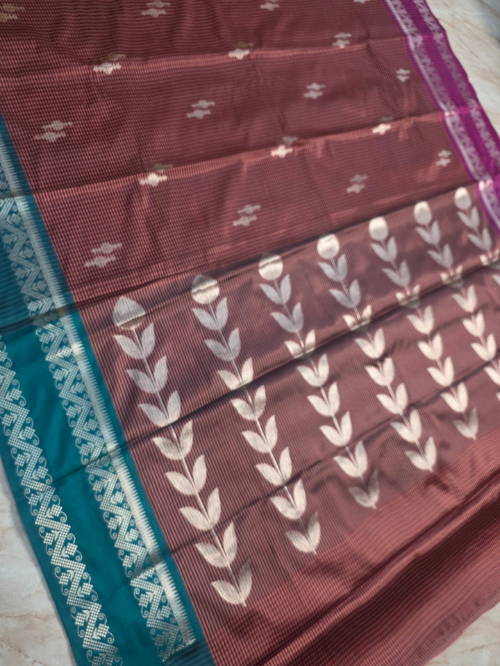 BANARASI KATAN PATTU IN CHOCOLATE COLOUR WITH RAMA GREEN BORDER