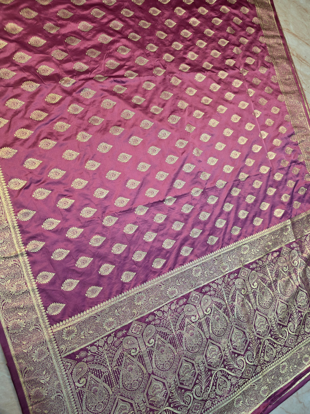 MASHRU KATAN SILK IN LAVENDER WITH ZARIWORK BOOTA