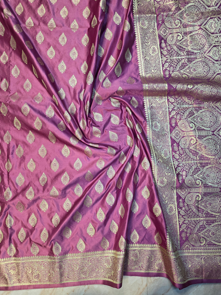 MASHRU KATAN SILK IN LAVENDER WITH ZARIWORK BOOTA