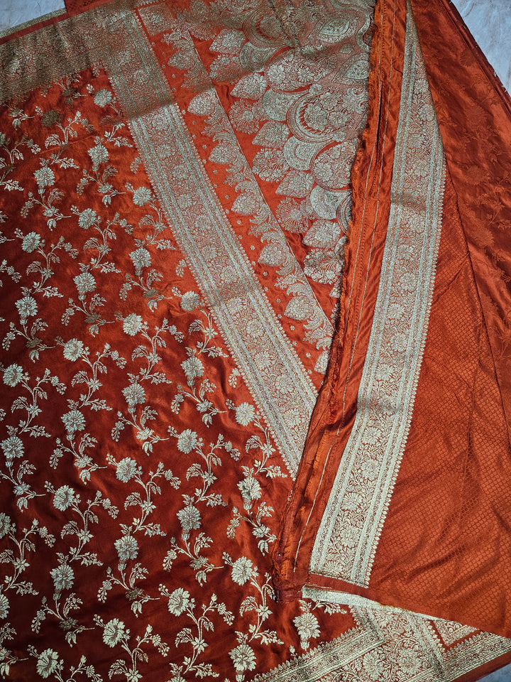 MASHRU KATAN SILK IN MUSTARD WITH GOLD ZARI JAAL
