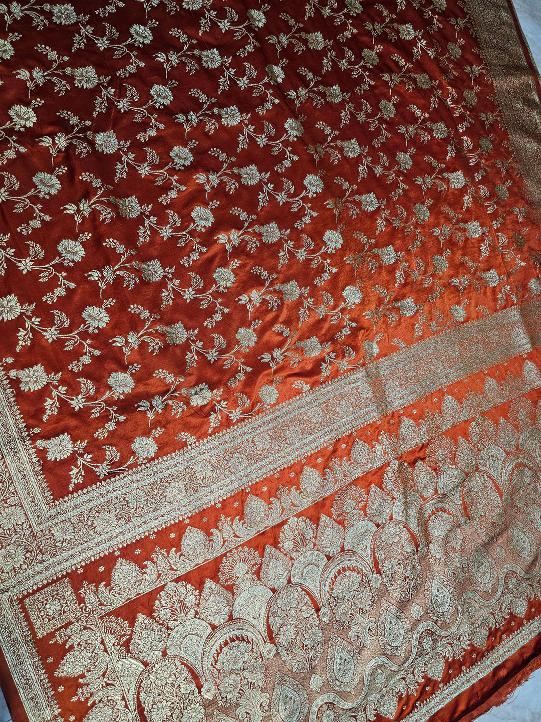 MASHRU KATAN SILK IN MUSTARD WITH GOLD ZARI JAAL