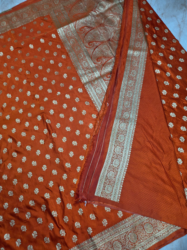 MASHRU KATAN SILK IN MUSTARD WITH ZARIWORK BOOTI