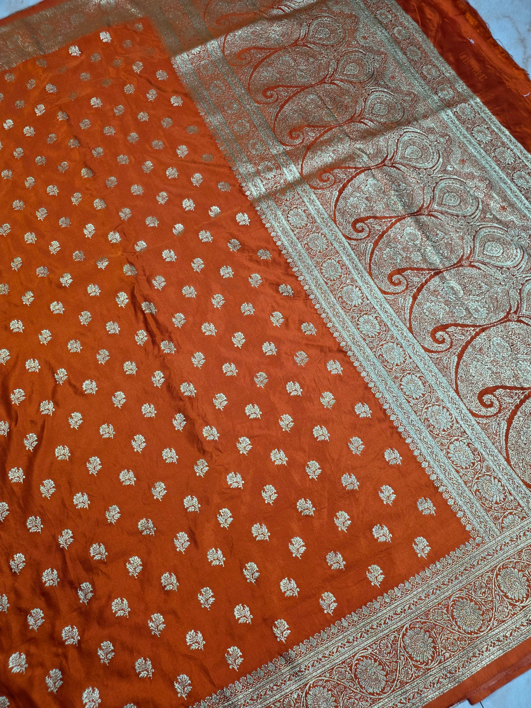 MASHRU KATAN SILK IN MUSTARD WITH ZARIWORK BOOTI