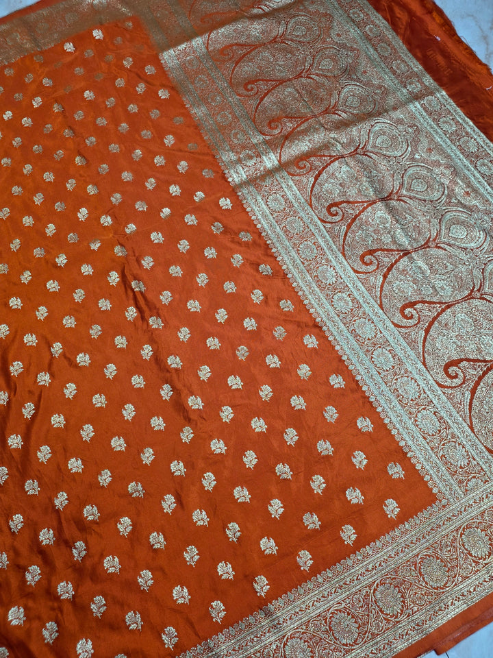 MASHRU KATAN SILK IN MUSTARD WITH ZARIWORK BOOTI