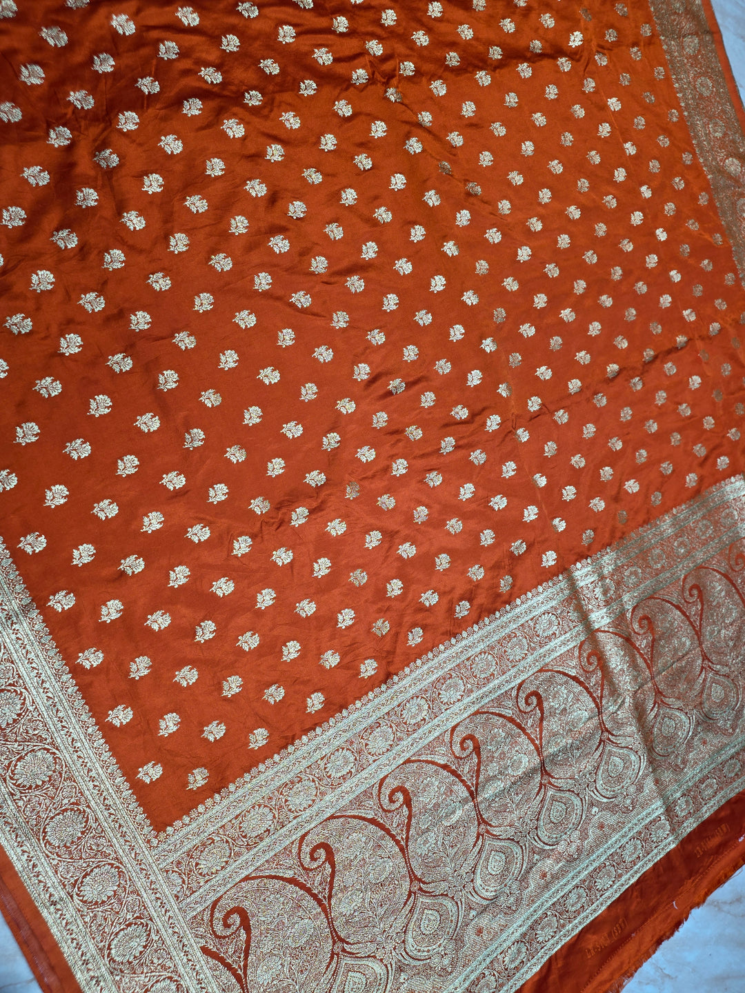 MASHRU KATAN SILK IN MUSTARD WITH ZARIWORK BOOTI