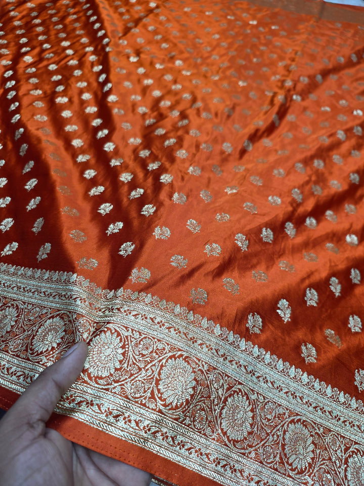 MASHRU KATAN SILK IN MUSTARD WITH ZARIWORK BOOTI