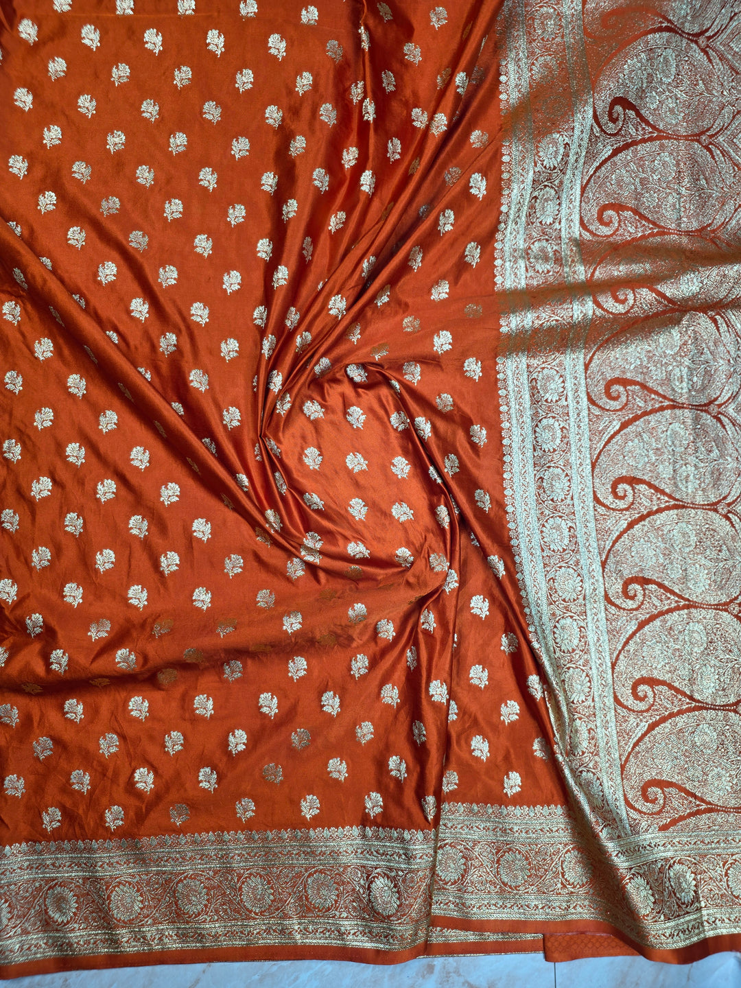 MASHRU KATAN SILK IN MUSTARD WITH ZARIWORK BOOTI