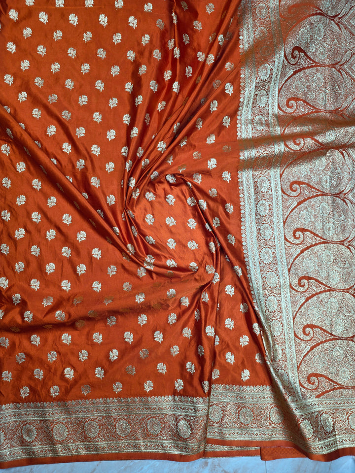 MASHRU KATAN SILK IN MUSTARD WITH ZARIWORK BOOTI