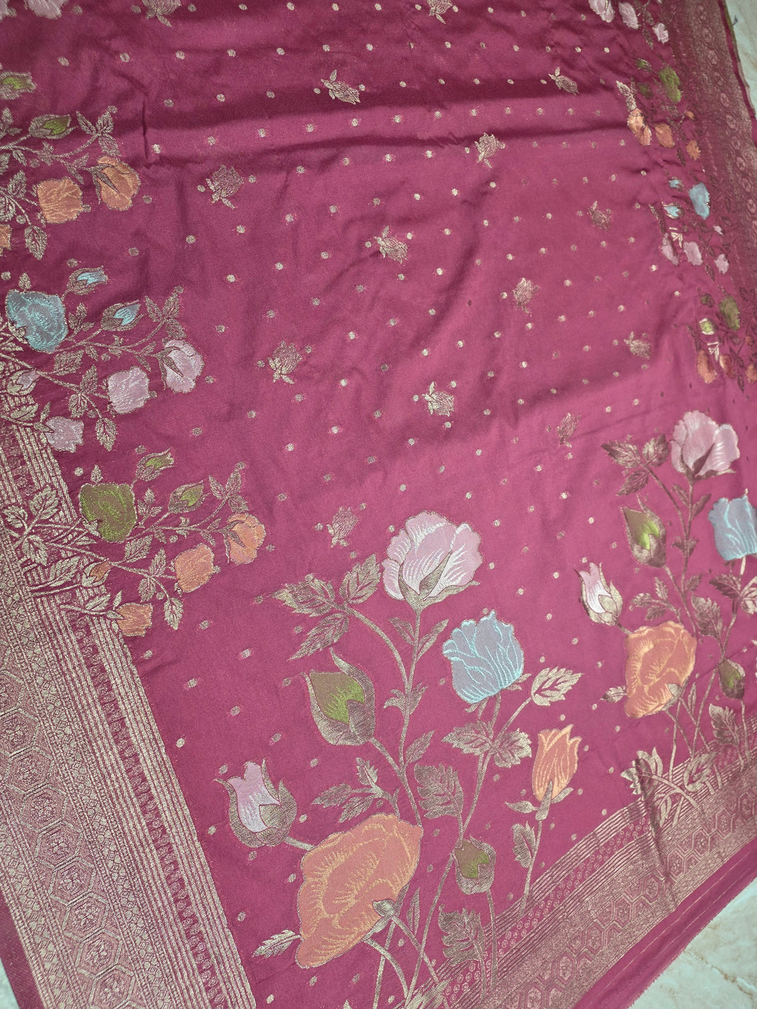 KHADDI GEROGETTE IN PEACH WITH PANCHRANG BOOTA