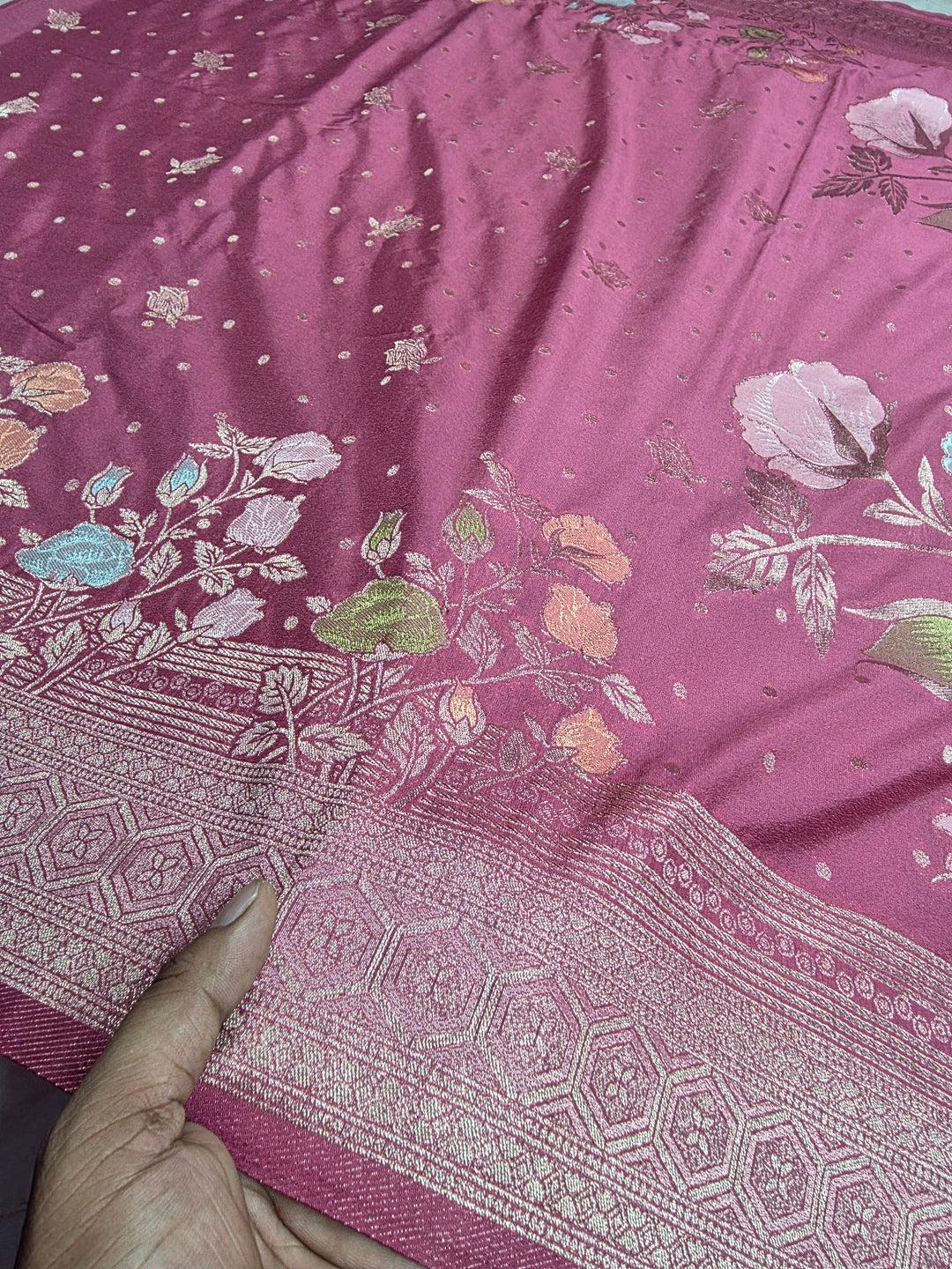 KHADDI GEROGETTE IN PEACH WITH PANCHRANG BOOTA