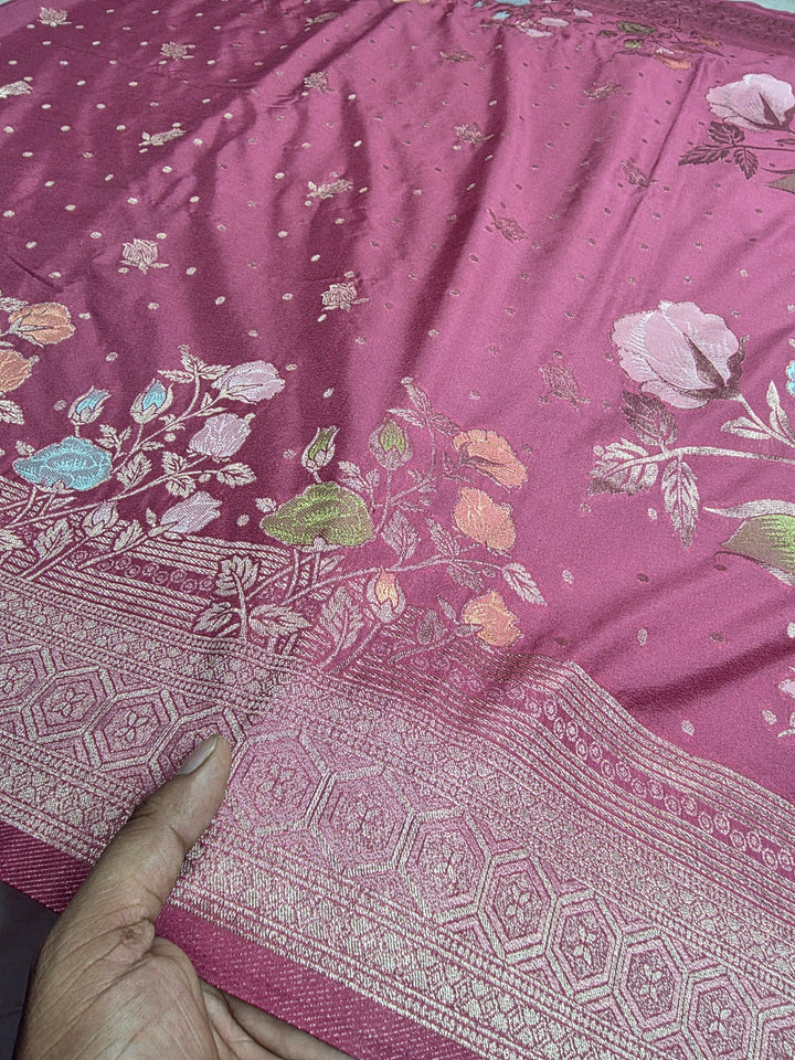 KHADDI GEROGETTE IN PEACH WITH PANCHRANG BOOTA