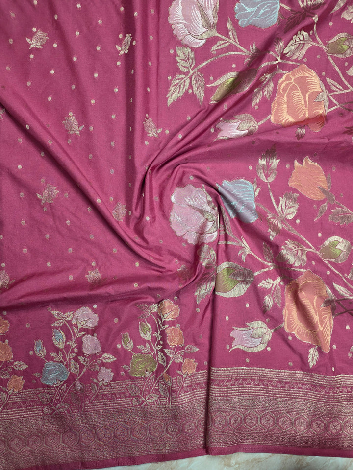 KHADDI GEROGETTE IN PEACH WITH PANCHRANG BOOTA