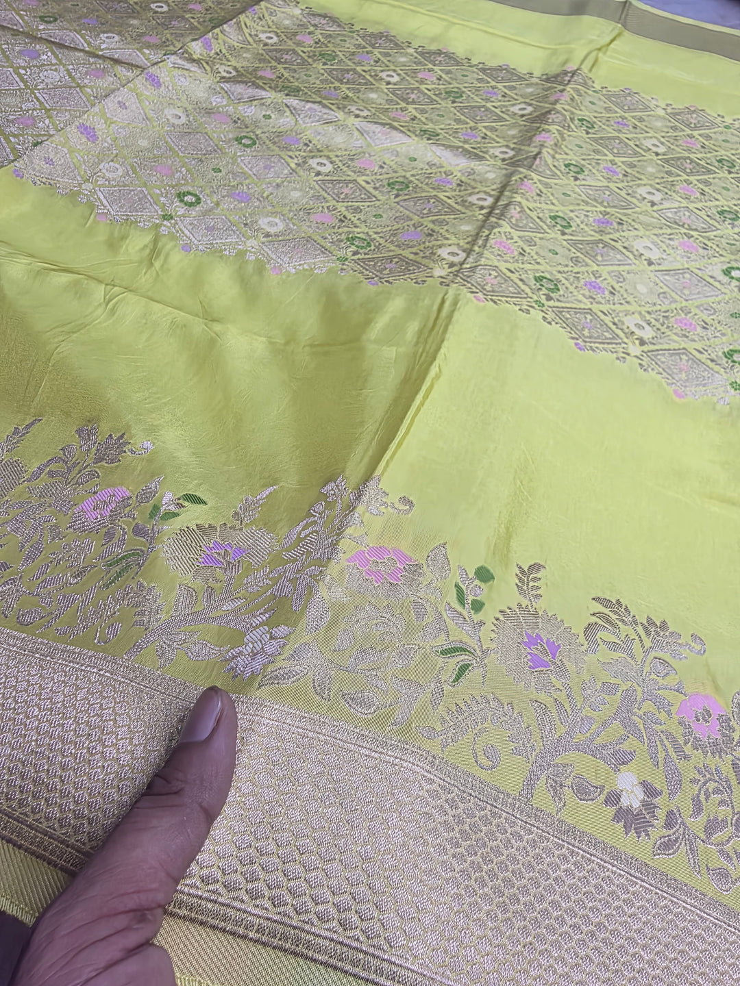 RUSSIAN SILK WITH CENTRALISEED BOUTIQUE STYLE IN LIME COLOUR