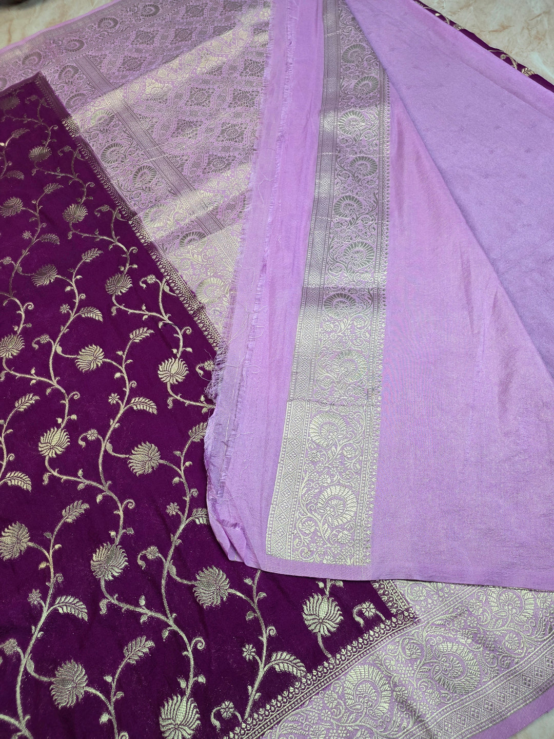 KHADDI GEROGETTE IN MAGENTA WITH ZARIWORK JAAL