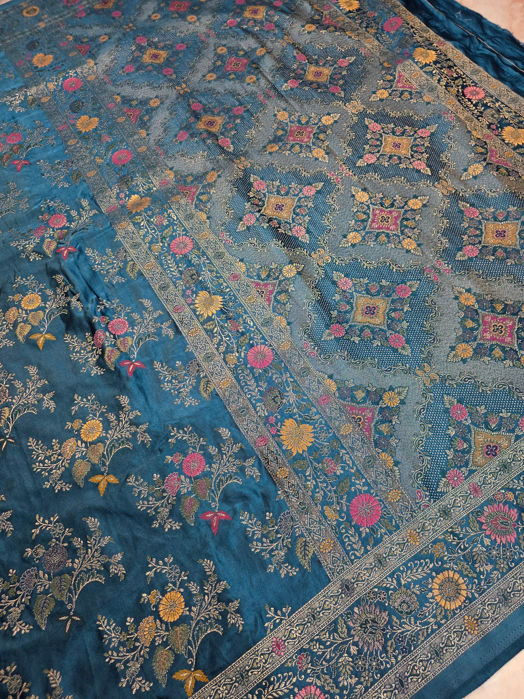 MHRUKATAN SILK IN ROYAL BLUE WITH MINAKARI ZARIWORK