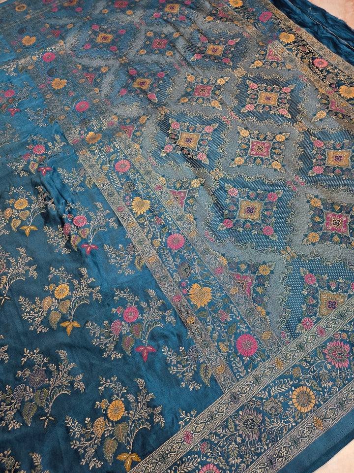MHRUKATAN SILK IN ROYAL BLUE WITH MINAKARI ZARIWORK