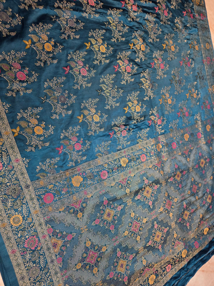 MHRUKATAN SILK IN ROYAL BLUE WITH MINAKARI ZARIWORK