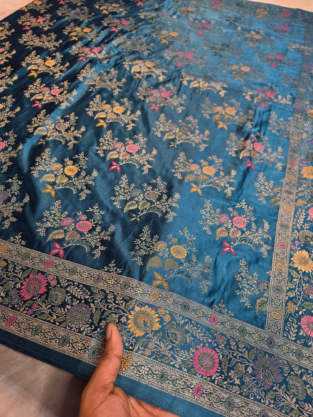 MHRUKATAN SILK IN ROYAL BLUE WITH MINAKARI ZARIWORK