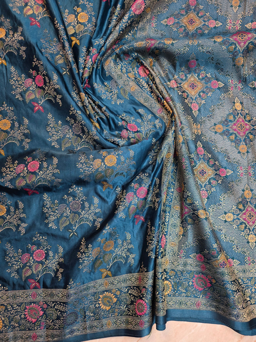 MHRUKATAN SILK IN ROYAL BLUE WITH MINAKARI ZARIWORK
