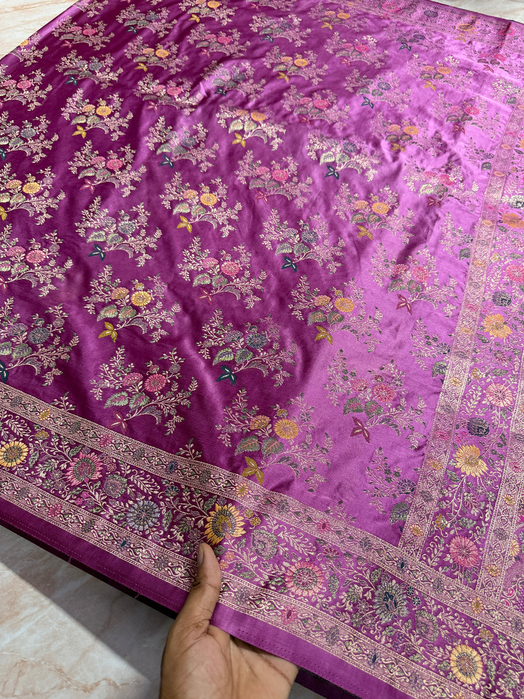 MASHRU KATAN SILK IN ROYAL BLUE WITH MINAKARI ZARIWORK