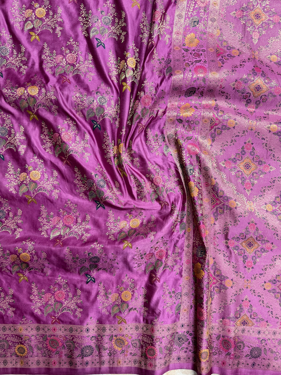 MASHRU KATAN SILK IN ROYAL BLUE WITH MINAKARI ZARIWORK