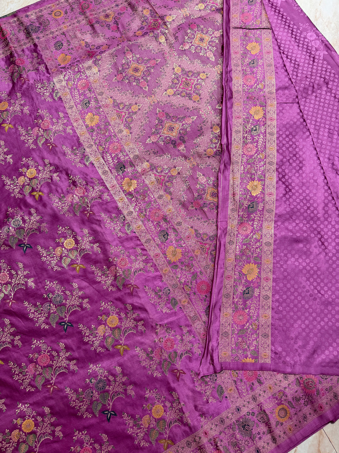 MASHRU KATAN SILK IN ROYAL BLUE WITH MINAKARI ZARIWORK